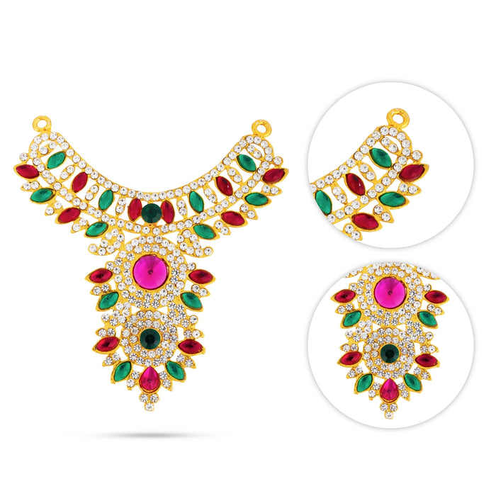 Stone Necklace - 4 Inches | Multicolour Stone Jewellery/ Artificial Stone Jewelry For Deity Decor