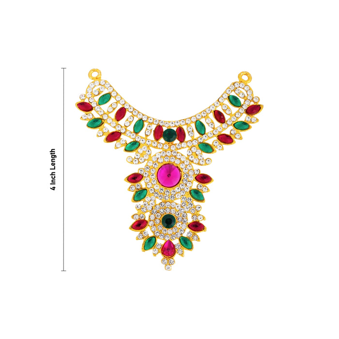 Stone Necklace - 4 Inches | Multicolour Stone Jewellery/ Artificial Stone Jewelry For Deity Decor