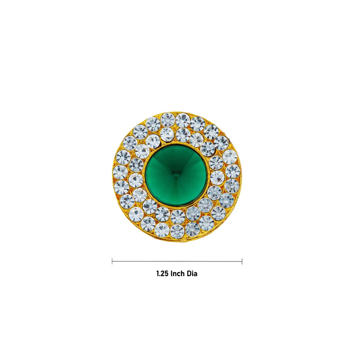 Stone Tilak - 1.25 Inches | 2 Line Stone Bottu/ Stone Bindi/ Amman Pottu for Deity