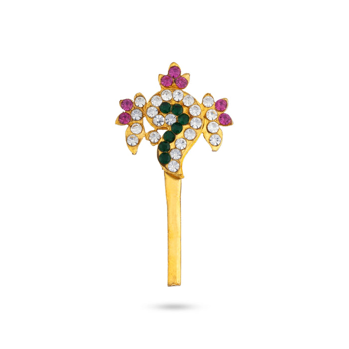 Shankh Chakra Pair - 2 x 1.25 Inches | Multicolour Stone Shanka Chakra/ Artificial Jewelry for Deity
