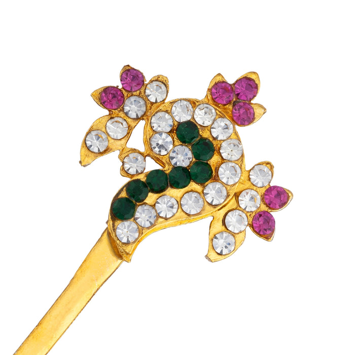 Shankh Chakra Pair - 2 x 1.25 Inches | Multicolour Stone Shanka Chakra/ Artificial Jewelry for Deity