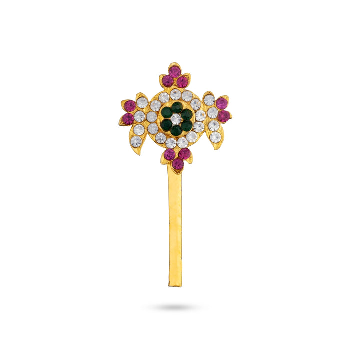 Shankh Chakra Pair - 2 x 1.25 Inches | Multicolour Stone Shanka Chakra/ Artificial Jewelry for Deity