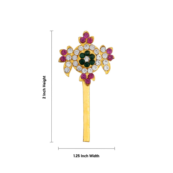 Shankh Chakra Pair - 2 x 1.25 Inches | Multicolour Stone Shanka Chakra/ Artificial Jewelry for Deity