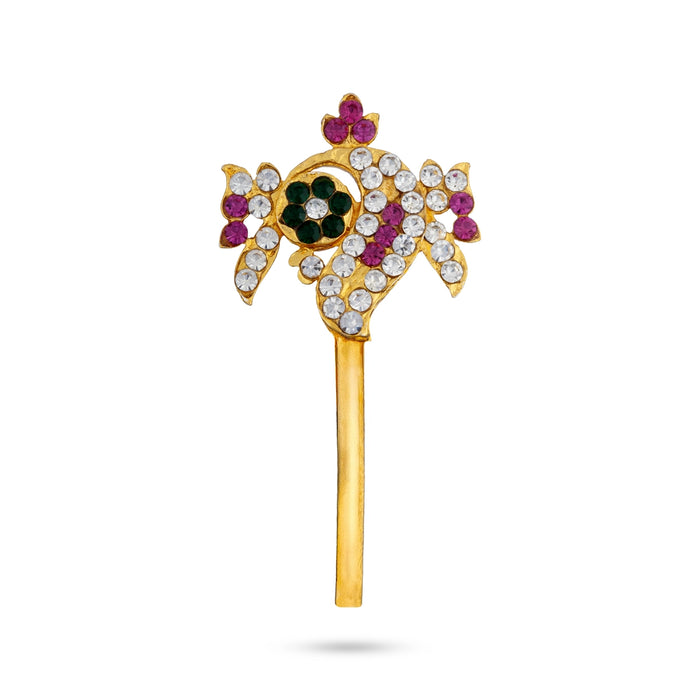 Shankh Chakra Set - 2.5 x 1.5 Inches | Stone Sangu Chakra/ Multicolour Stone Shank Chakram for Deity Decor