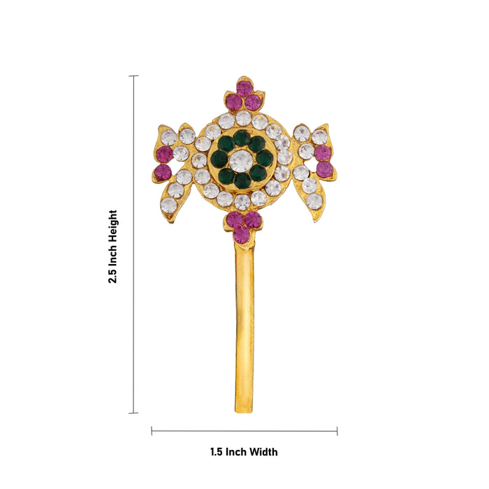 Shankh Chakra Set - 2.5 x 1.5 Inches | Stone Sangu Chakra/ Multicolour Stone Shank Chakram for Deity Decor