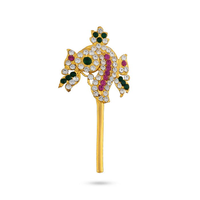 Shankh Chakra Pair - 2.75 x 1.25 Inches | Gold Polish Sangu Chakra / Stone Jewellery for Deity Alangaram
