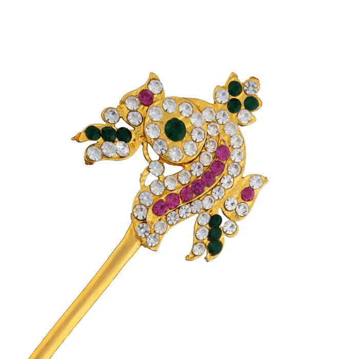 Shankh Chakra Pair - 2.75 x 1.25 Inches | Gold Polish Sangu Chakra / Stone Jewellery for Deity Alangaram