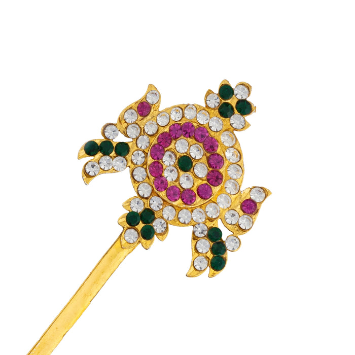 Shankh Chakra Pair - 2.75 x 1.25 Inches | Gold Polish Sangu Chakra / Stone Jewellery for Deity Alangaram