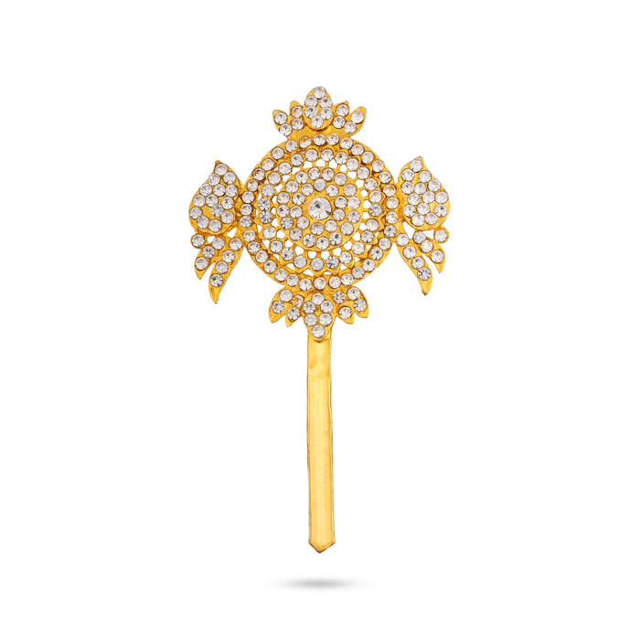 Shankh Chakra Pair - 7 x 2.25 Inches | Gold Polish Sangu Chakra/ Stone Shank Chakram for Swamy Alangaram