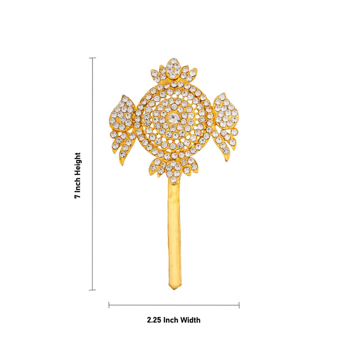 Shankh Chakra Pair - 7 x 2.25 Inches | Gold Polish Sangu Chakra/ Stone Shank Chakram for Swamy Alangaram