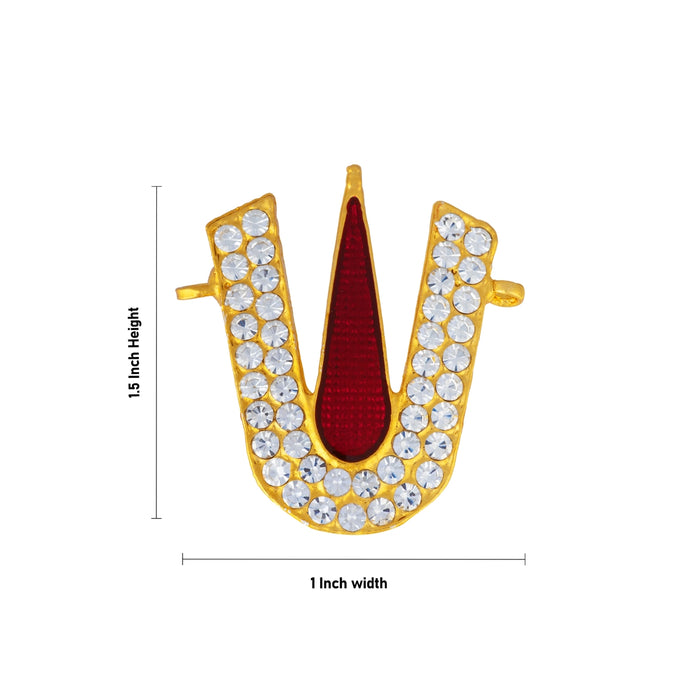Stone Vishnu Tilak - 1.5 x 1 Inches | U Shape Perumal Namam/ White & Red Stone Namam for Bhagwan