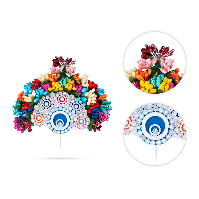 Stone Crown - 4.5 x 5.5 Inches | Thura Kireedam/ Stone Mukut/ Kiridam for Deity - Head & Face Accessories