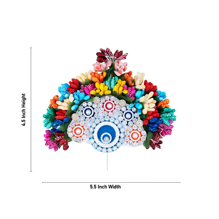 Stone Crown - 4.5 x 5.5 Inches | Thura Kireedam/ Stone Mukut/ Kiridam for Deity - Head & Face Accessories