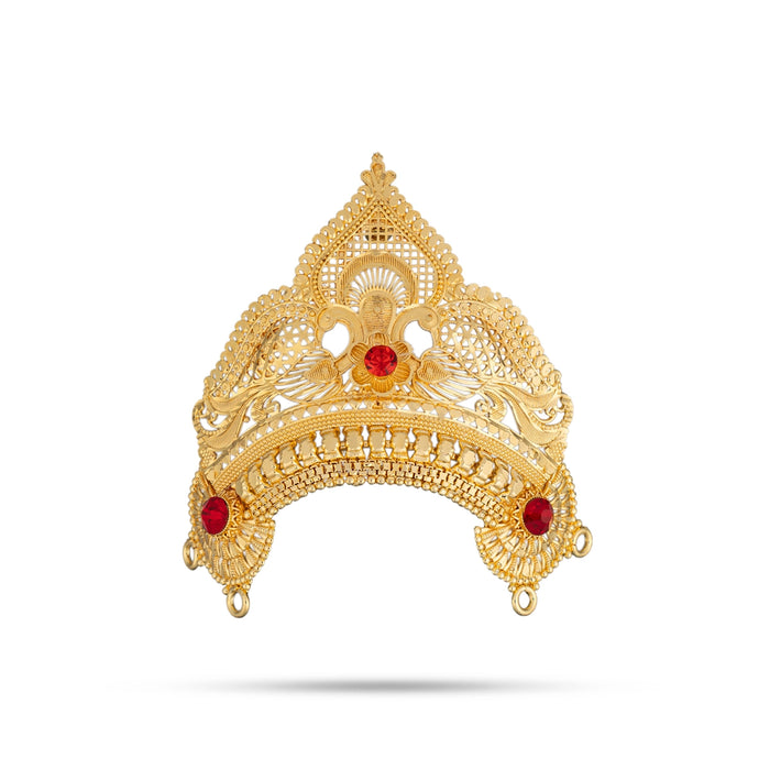 Half Crown - 3 x 3 Inches | Gold Polish Kireedam/ Stone Kiridam/ Mukut For Deity Decor - Head & Face Accessories
