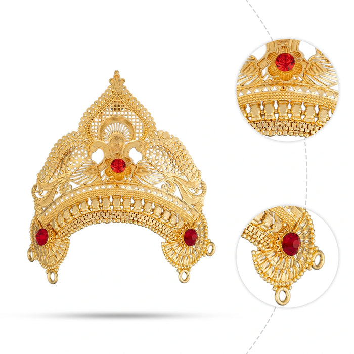 Half Crown - 3 x 3 Inches | Gold Polish Kireedam/ Stone Kiridam/ Mukut For Deity Decor - Head & Face Accessories
