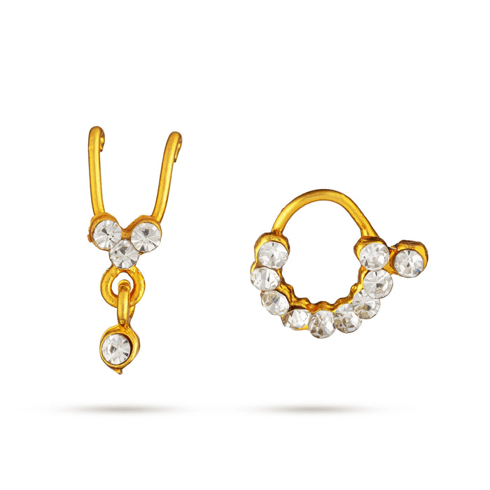 Bullaku Nose Pin - 0.75 x 0.25 Inches | Nose Pin/ Nose Jewellery / Gold Polish Nathu Bullaku for Deity