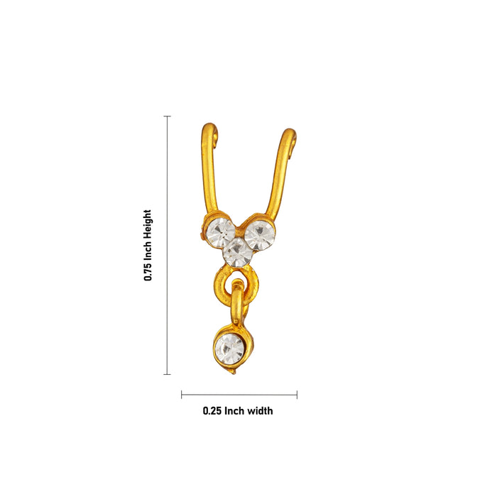 Bullaku Nose Pin - 0.75 x 0.25 Inches | Nose Pin/ Nose Jewellery / Gold Polish Nathu Bullaku for Deity