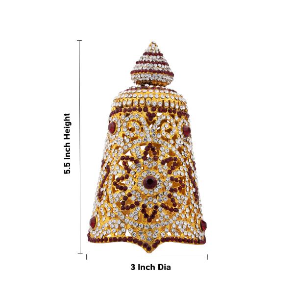 Stone Kireedam - 5.5 Inch | Full Mukut/ Multicolour Stone Kiritam/ Crown for Deity - Head & Face Accessories