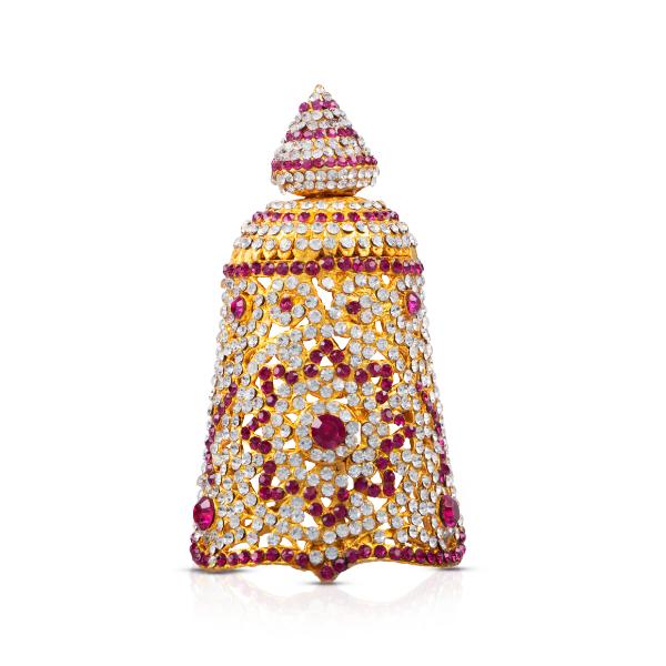 Stone Kireedam - 4.5 Inch | Full Mukut/ Multicolour Stone Kiritam/ Crown for Deity - Head & Face Accessories