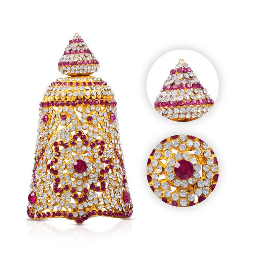 Stone Kireedam - 4.5 Inch | Full Mukut/ Multicolour Stone Kiritam/ Crown for Deity - Head & Face Accessories