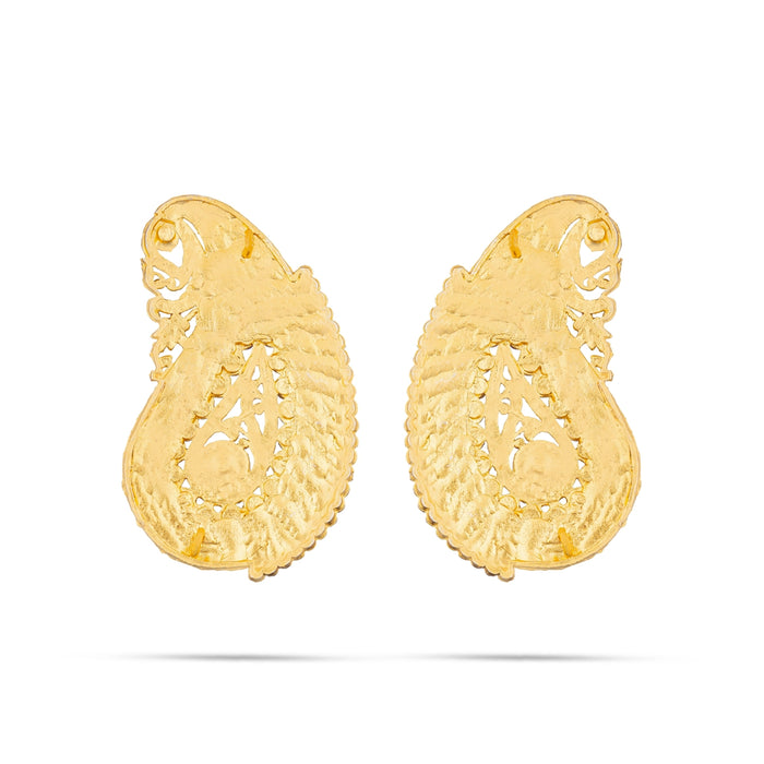 Stone Earring Pair - 4.5 X 2.5 Inches | Multicolour Stone Studs/ Karna Pathakam/ Earing For Deity - Head & Face Accessories