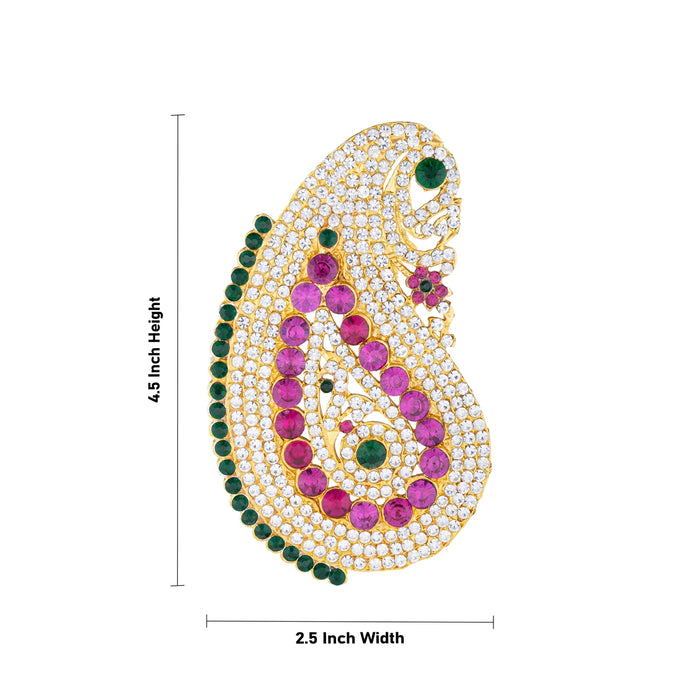 Stone Earring Pair - 4.5 X 2.5 Inches | Multicolour Stone Studs/ Karna Pathakam/ Earing For Deity - Head & Face Accessories