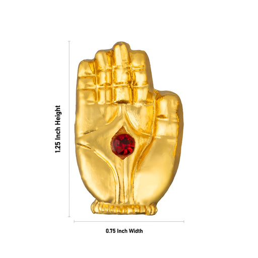 Varamahalakshmi Hand Pair- 1.25 X 0.75 Inches | Gold Polish Hastam/ Single Stone Laxmi Hand/ Hastham For Deity - Neck & Body Accessories