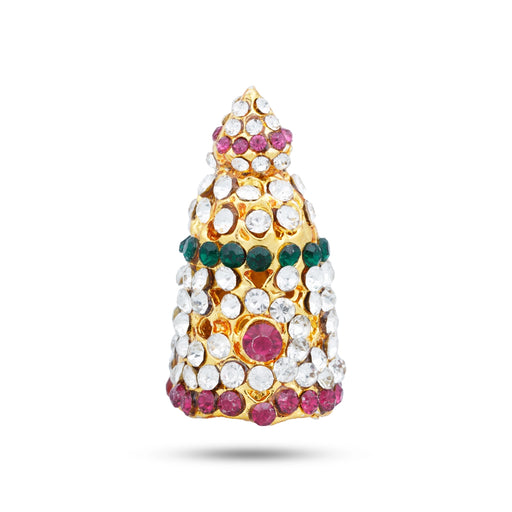 Stone Kireedam - 5.5 x 5 Inches | Full Crown/ Multicolour Stone Mukut/ Kiridam for Deity/ 80 Gms Approx - Head & Face Accessories