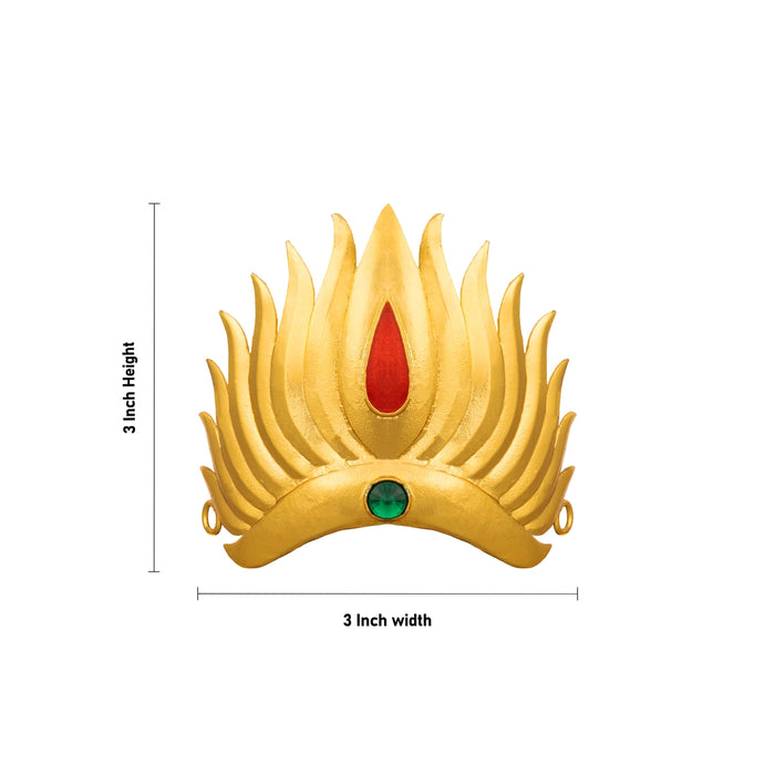 Half Kireedam - 3 x 3 Inches | Kiridam/ Sudar Design Mukut/ Stone Crown for Deity