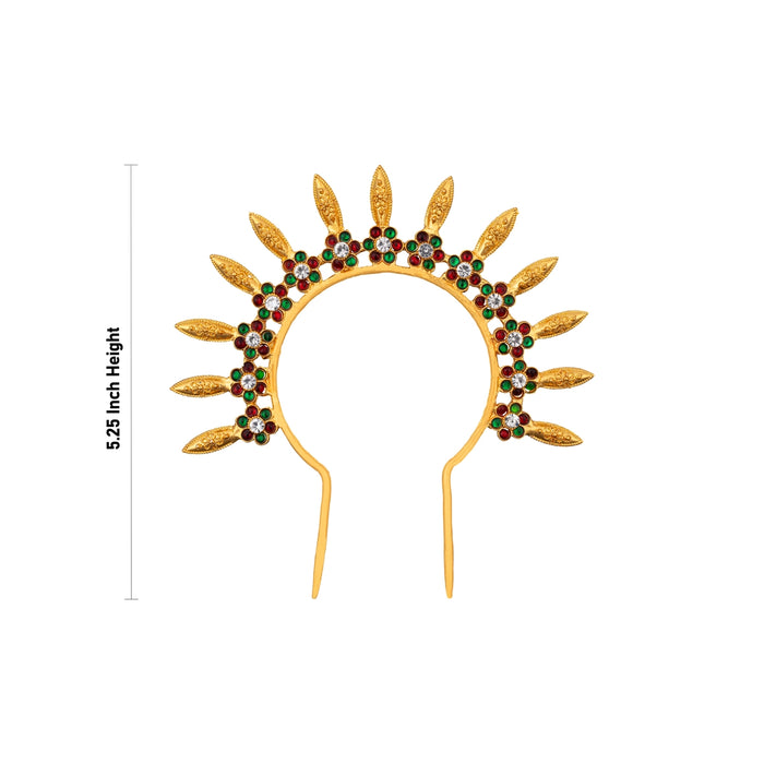 Kemp Hair Arch - 5.25 Inches | Multicolour Stone Jewellery/ Gold Polish Hair Accessory For Dance - Bharatanatyam Jewellery