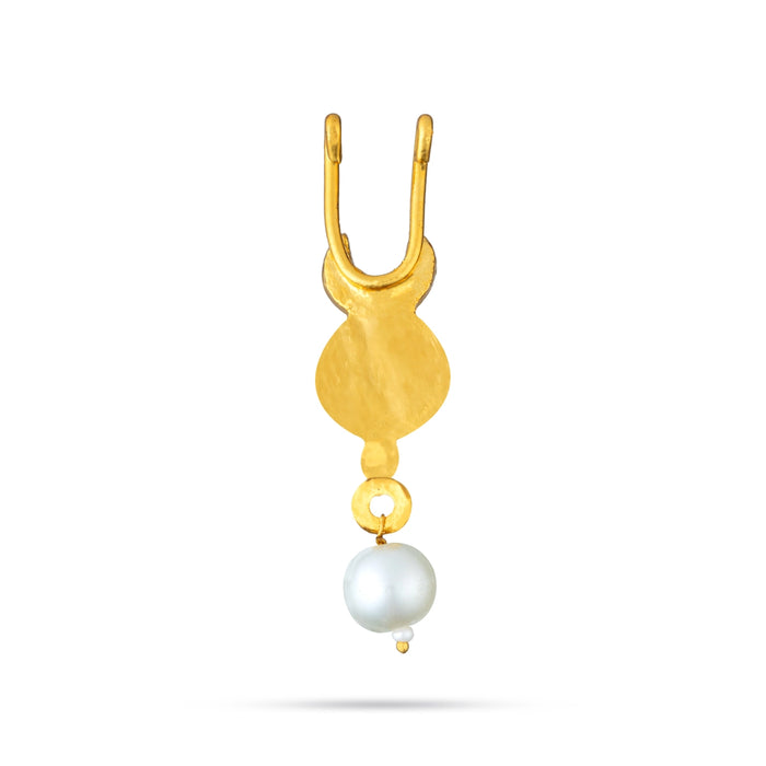 Bullaku Nose Pin - 2 x 0.5 Inches | Nose Pin/ Multicolour Stone with Pearl Jewellery/ Nathu Bullaku for Deity - Head & Face Accessories