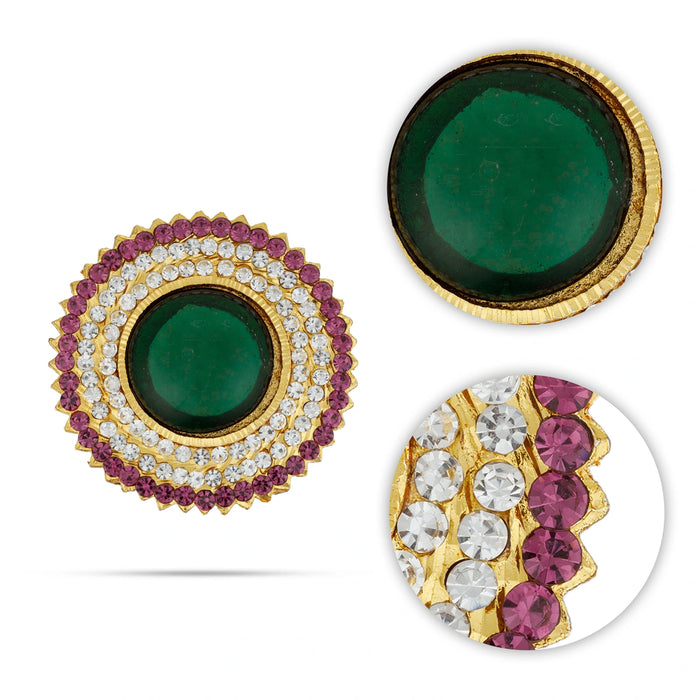 Stone Pendant - 2.25 Inches | Multicolour Stone Locket/ Artificial Jewelry/ Stone Dollar for Deity - Neck & Body Accessories