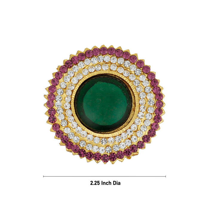 Stone Pendant - 2.25 Inches | Multicolour Stone Locket/ Artificial Jewelry/ Stone Dollar for Deity - Neck & Body Accessories