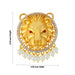 Lion Head Design Pendant - 2.75 X 2.25 Inches | Gold Polish Locket/ Beads Design Dollar/ Artificial Jewelry For Deity - Neck & Body Accessories