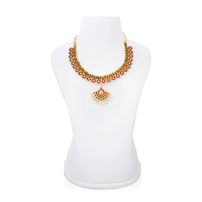Kemp Necklace - 5 Inches | Artificial Jewelry/ Stone Design Bharatanatyam Jewellery for Dance