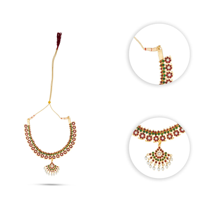 Kemp Necklace - 5 Inches | Artificial Jewelry/ Stone Design Bharatanatyam Jewellery for Dance