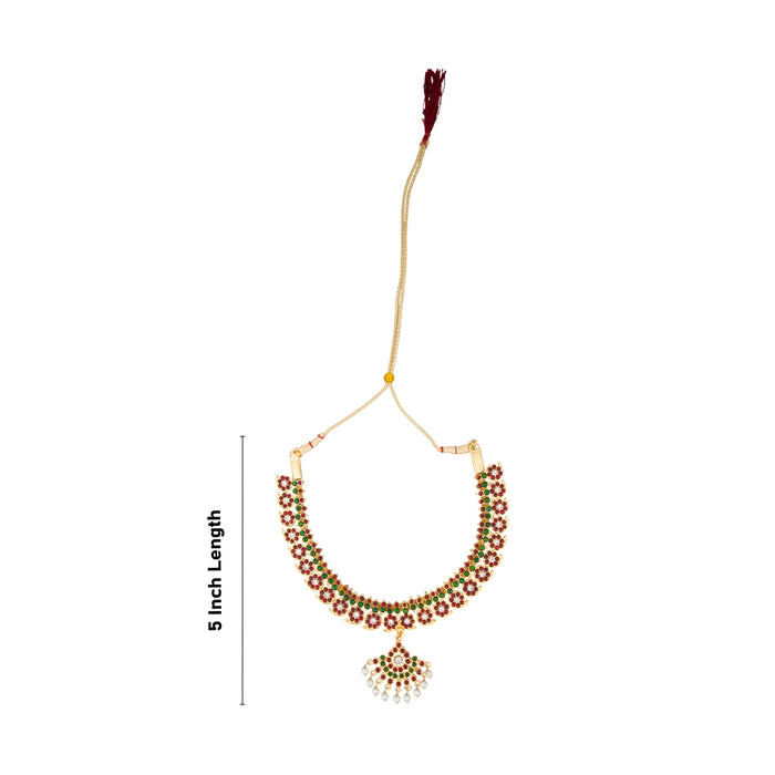 Kemp Necklace - 5 Inches | Artificial Jewelry/ Stone Design Bharatanatyam Jewellery for Dance