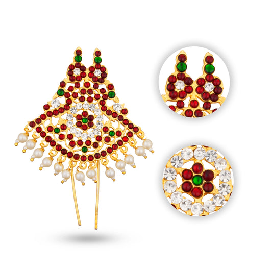 Stone Jada Billa - 4 x 2.5 Inches | Jada Pin/ Hair Accessory for Deity - Head & Face Accessories