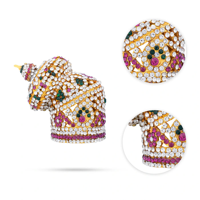 Andal Kireedam - 3 x 1.5 Inches | Stone Crown/ Stone Kireedam for Deity - Head & Face Accessories