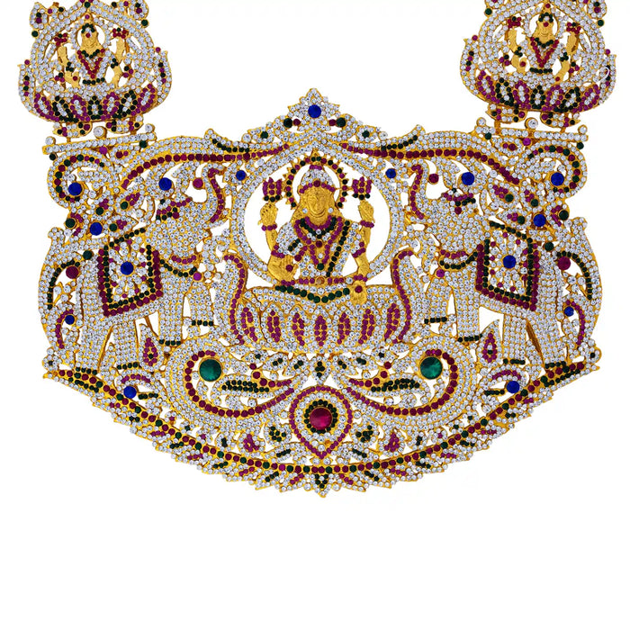 Mahalakshmi Design Stone Haram - 46 Inches | Artificial Jewelry/ Multicolour Stone Jewellery for Deity - Neck & Body Accessories