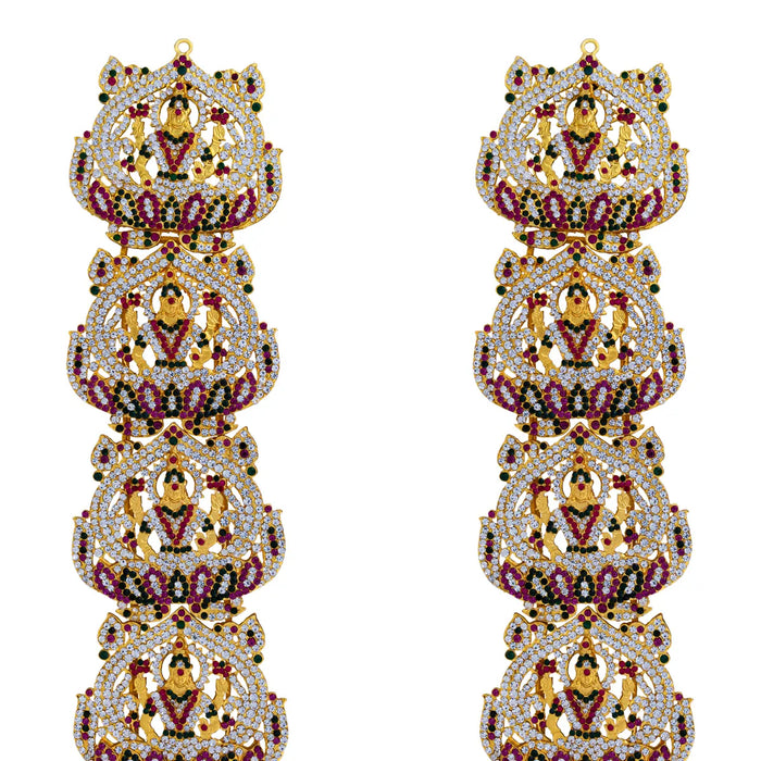 Mahalakshmi Design Stone Haram - 46 Inches | Artificial Jewelry/ Multicolour Stone Jewellery for Deity - Neck & Body Accessories