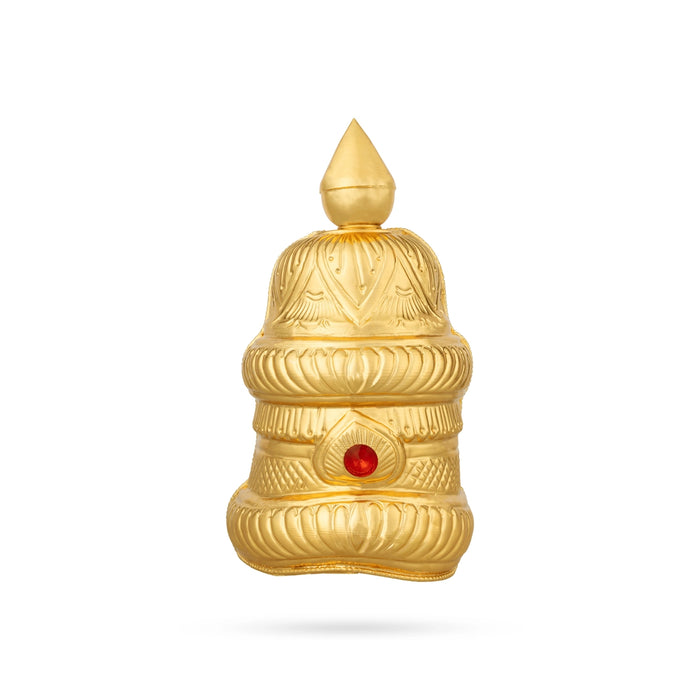 Half Crown - 9.5 X 5 Inches | Gold Polish Kireedam/ Single Stone Kiridam/ Mukut For Deity Alankaram - Head & Face Accessories
