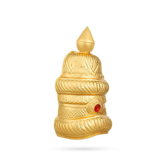 Half Crown - 9.5 X 5 Inches | Gold Polish Kireedam/ Single Stone Kiridam/ Mukut For Deity Alankaram - Head & Face Accessories