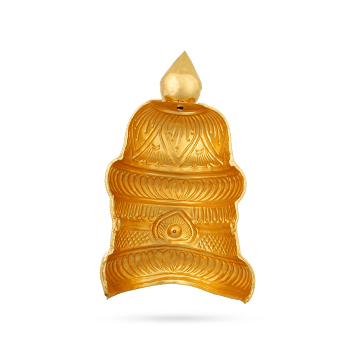 Half Crown - 9.5 X 5 Inches | Gold Polish Kireedam/ Single Stone Kiridam/ Mukut For Deity Alankaram - Head & Face Accessories