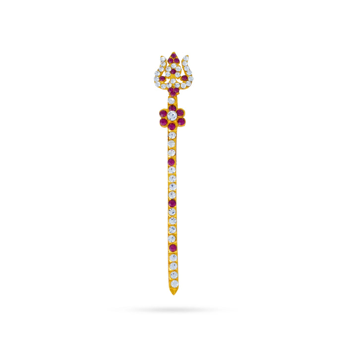 Stone Trishul - 4 Inches | Metal Soolam / God Shiva Trishul / Astras / Durga Maa Trishul for Pooja