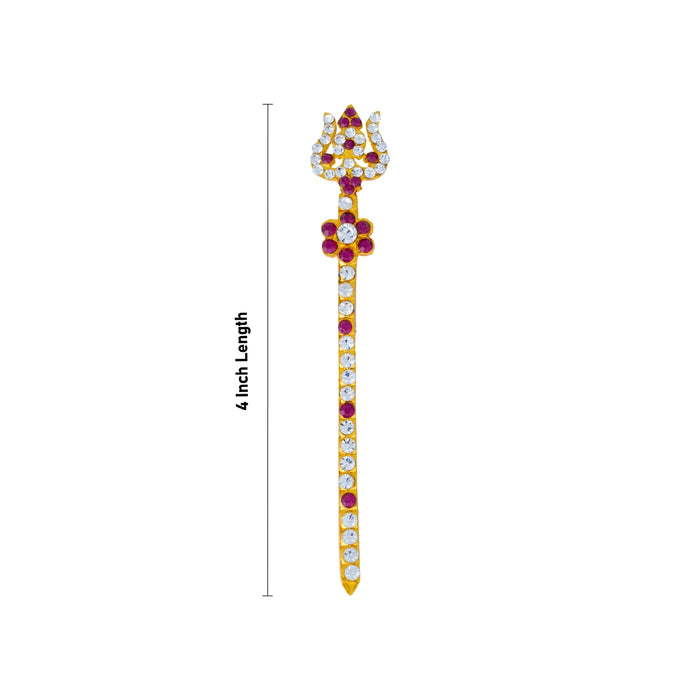 Stone Trishul - 4 Inches | Metal Soolam / God Shiva Trishul / Astras / Durga Maa Trishul for Pooja