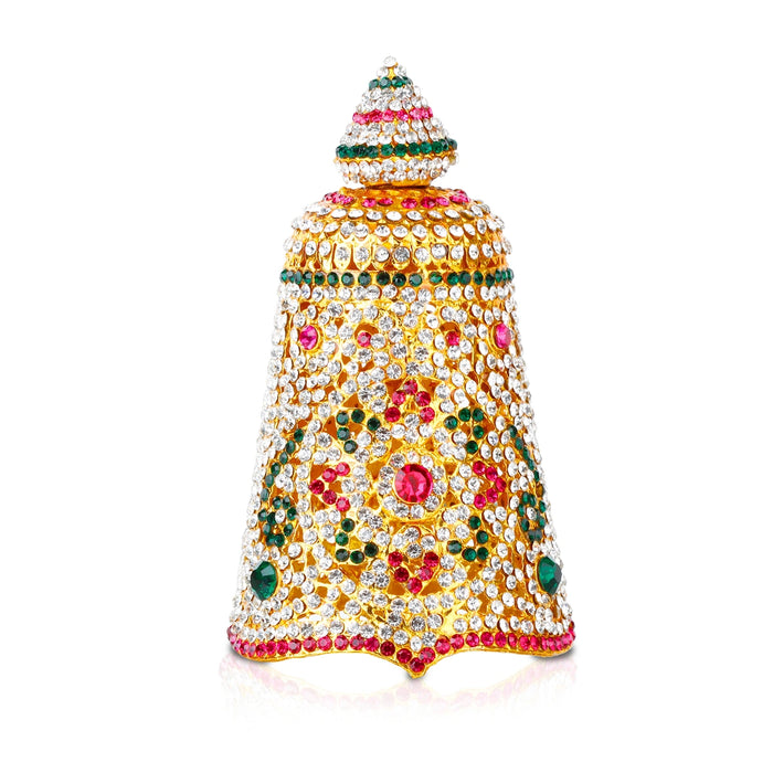 Stone Kireedam - 5.5 x 2.75 Inches | Full Mukut/ Multicolour Stone Kiritam/ Crown for Deity - Head & Face Accessories