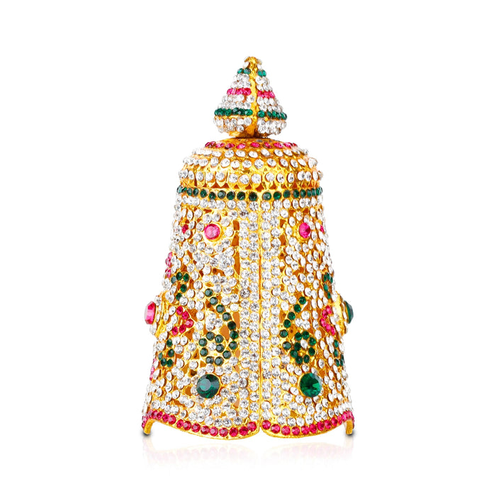 Stone Kireedam - 5.5 x 2.75 Inches | Full Mukut/ Multicolour Stone Kiritam/ Crown for Deity - Head & Face Accessories