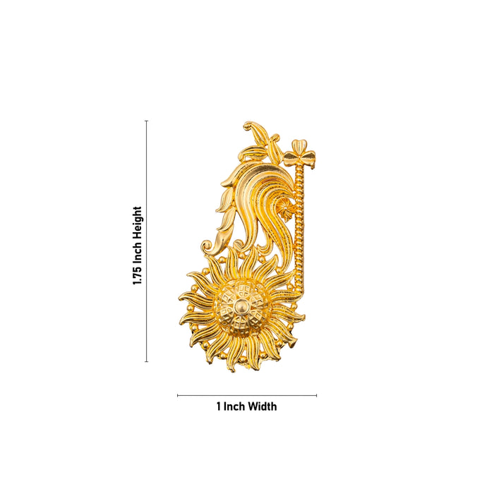 Gold Polish Earring Pair - 1.75 X 1 Inches | Ear Studs/ Earing/ Karna Pathakam For Deity Decor - Head & Face Accessories