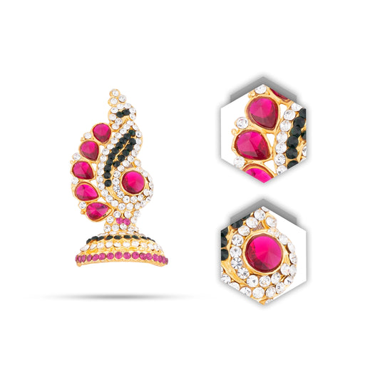 Stone Earring Pair - 2.5 Inches | Stud Earring/ Multicolour Stone Karnapathiram for Deity/ 35 Gms Approx - Head & Face Accessories